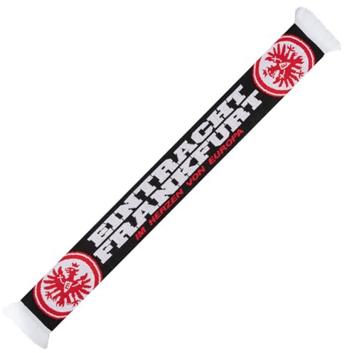 Eintracht Frankfurt Fanschal, Stadionschal Im Herzen von Europa, schwarz weiß rot mit Eintracht Adler