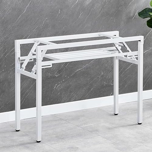 Usknxiu Moderne industrielle Tischbeine aus Metall, rechteckiges, faltbares Tischgestell, robuste Schreibtischbeine aus Stahl, für Couchtische, Schreibtische, 150 kg,Weiß,38.6in x 20inx 28.7in