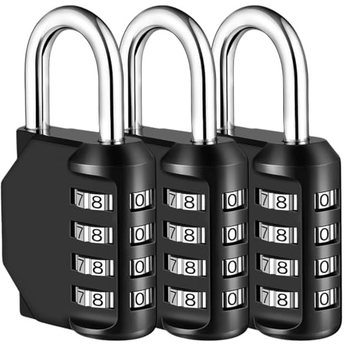 3 Pezzo Lucchetto Armadietto Combinazione,Lucchetto Per Bagagli,Serratura,4 Codice Numerico Lucchetto Per Per Armadietto Della Palestra Della Scuola,Schedari,Cassetta Degli Attrezzi,Recinzione,Nero