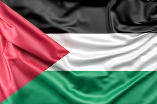 Bandera Oficial de Palestina 100x70 cm | Resistente, ideal para uso exterior y también interior | Tejido poliéster 100% Banderas resistente Palestina