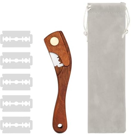 BOBASH Bäckermesser Holz Baguettemesser mit 5 Ersatzklingen und Aufbewahrungstasche Teigmesser Set für Gerade und Geschwungene Schnitte Brotmesser für DIY Brotteig Muster Brötch(holz)