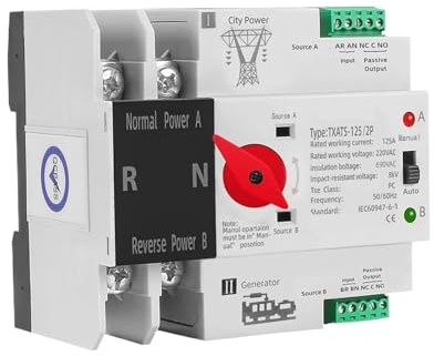 ATS 2P, 3P och 4P automatisk automatisk överföringsbrytare med dubbla strömförsörjningar, väljarbrytare för oavbruten strömgenerator 63 A, 100 A, 125A (2P,63APV)