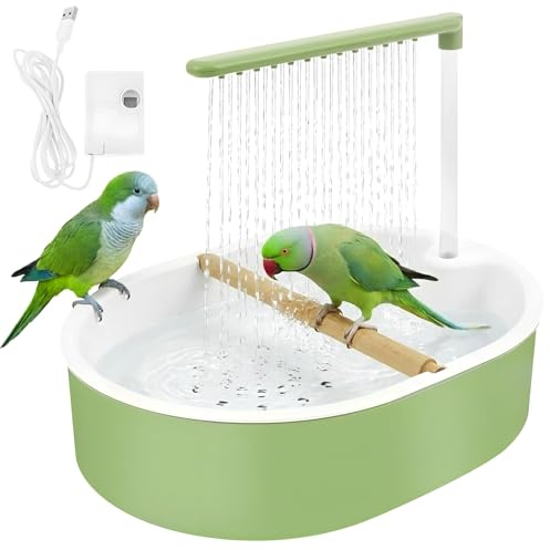 Bagno automatico per uccelli, doccia multifunzione per uccelli con sistema di circolazione, doccia per piccoli uccelli, funzionamento USB, divertimento per animali domestici