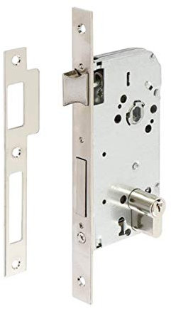 Tesa Assa Abloy 13048CAI Cerradura de embutir para puertas de madera Con Cilindro Inoxidable Entrada 40 mm / Frente Cuadrado 130