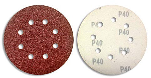 50 X HKB® Schleifscheiben ø 125mm 8-Loch Klett für Exzenter-Schleifgeräte Korn 40 Korund Profi-Qualität für verschiedene Oberflächen universell