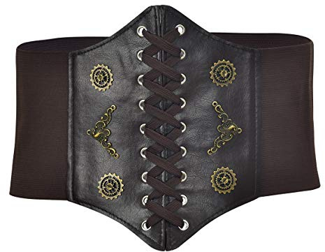 Bslingerie® Dam korsett waspie elastisk midja konstläder bälte, BRUN, M