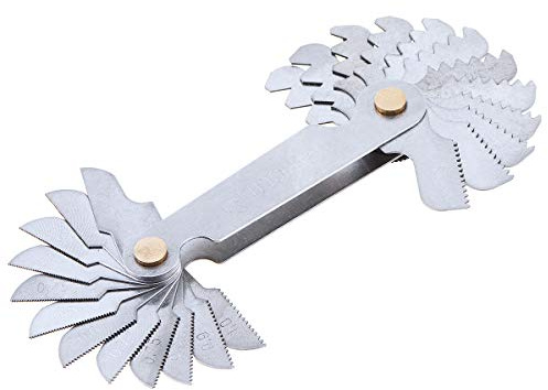 ChgImposs Metric Screw Pitch Gauge，60 Degree Cutting Gauge Tool Stainless Steel Thread Gauge with 0.25-6.0 Blades Range