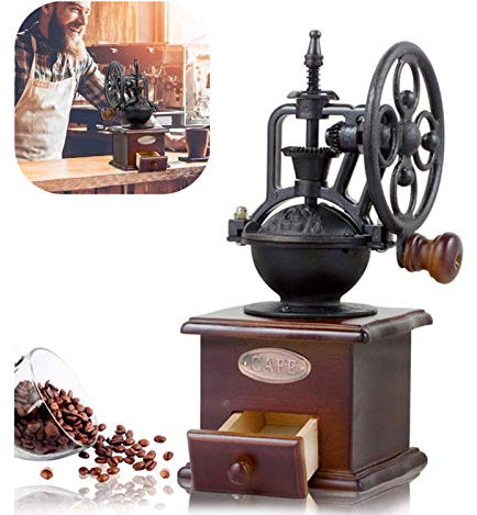 Manuel Vintage Moulin à Café, Roue Design Grain de Café Broyeur Machine Articles Ménagers Durables de Haute Qualité