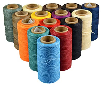 12 piezas 12 colores Colores Szaerfa Costura de hilo encerado 260m de cuero 1MM para cincel Awl zapatos conjunto de equipaje 12
