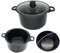 BASS POLSKA Topf mit Sieb und Deckel, Magic Pot Kochtopf-Set, Einfaches Kochen, Abgießen & Servieren, Nudeltopf, 26 x 14,8 cm 5 l + Waage BH10115