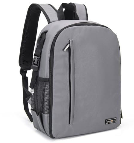 Cwatcun Kamerarucksack Wasserdicht Fotorucksack Professioneller Kameratasche für spiegellose DSLR/SLR, kompatibel für Sony Canon Nikon Kamera und Objektivstativ Zubehör (2.0 Grau, S)