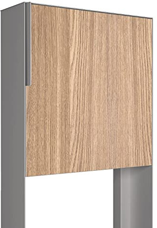 Brevlåda, design stående brevlåda Porto grå metallic med trädekoration front – Bravios