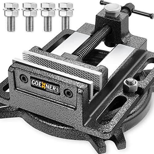 Schraubstock, 10,2 cm Bohrmaschinen-Schraubstock mit geschmiedetem Stahl-Design, 11,4 cm maximale Backenöffnung, robuster Schraubstock mit Drehfuß und Schnellspanner für Holzbearbeitung, Fräsmaschine,