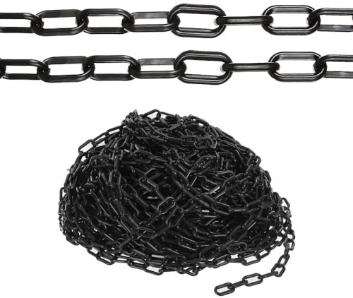 25Meter 6MM Plastic Chain - Black | Plastic Barrier Chain | Durable Safety Chain for Crowd Control, Construction Sites, and Hazardous Areas