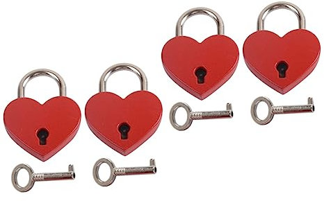 BESTonZON 4sätze Mini Herzförmige Liebesschlösser Mit Schlüssel Für Und Aufbewahrung Für Valentinstag Hochzeiten Und Besondere Anlässe