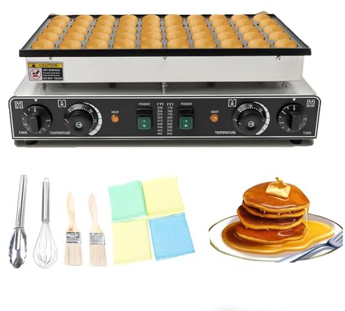 VonVVer 50pcs Commercial Pancake Maker 4.5cm Pancake Dia - Electric Dutch Machine Nonstick Mini Pancakes Baker Waffle Maker Toaster Machine Eggs Crepe Pan