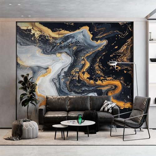 Modern Black and White Wall Mural 350 x 256 cm (W x H), Geometry Modern Marble Wallpaper Mural for Accent Wall in Bedroom Living Room or Hallway, Panoramic Poster Wallpaper