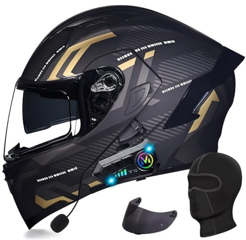 Yirunfa Klapphelm mit Bluetooth Motorradhelm Herren, ECE Zertifiziert Sturzhelm, Integriert Motorradhelm, mit Doppelvisier Mikrofon Motorrad Helm für Erwachsene Damen Modularer Helm