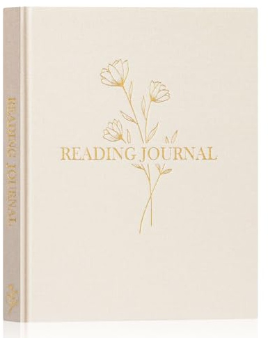 Lanpn läsjournal bokdagbok för bokälskare läsare – linne inbunden läsning loggbok med 52 bokrecensioner – bokspårare journal läsning anteckningsbok bokgåvor, 23,6 x 19,6 cm, 158 sidor (beige)