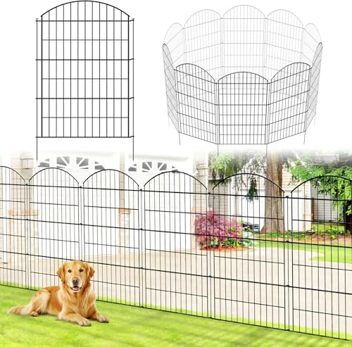 Thealyn Clôture de jardin | 101 cm H x 71 cm L | 10 panneaux 7 m au total | Clôture extérieure en métal antirouille pour chien et animaux domestiques, barrière pour animaux, panneau de clôture de