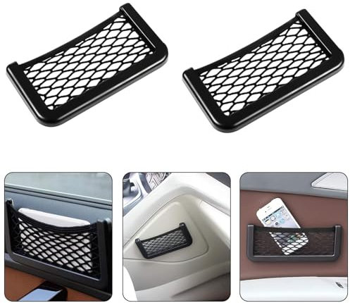 HTRTRR Storage Nets for Campervans and Car Storage Between Front Seats, Camping Accessories with 6-Steel Hooks and 4 ABS Hooks for Small Caravan Interior