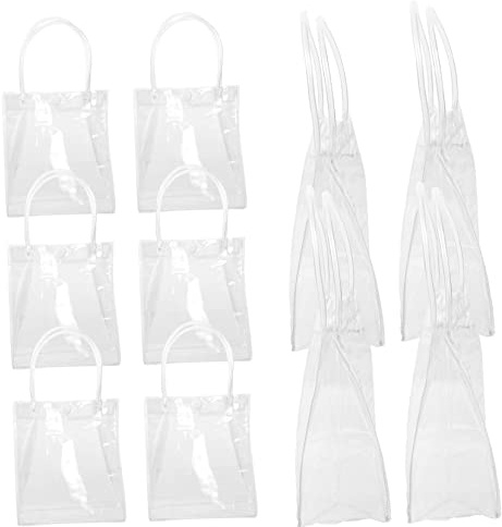 SOPOTUTU 10 Stück Transparente Tragetaschen für Weinflaschen Geschenkbeutel mit Griffen für Partys Weihnachten und Multifunktionale Verpackungstaschen für Kleine Gegenstände
