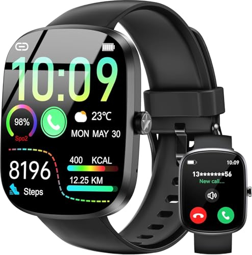 OUKITEL Smartwatch Herren Damen (Anruf Annehmen/Tätigen), 1.91 HD Touchscreen Smart Watch mit Herzfrequenz, 140+Sportmodi Fitnessuhr mit Schlafüberwachung/SpO2, IP68 Wasserdicht für iOS Android