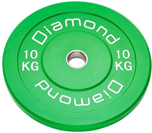 Diamond [Disco Bumper Sfida Pro Foro 50 Mm Per Bilanciere Olimpico] Piastra In Gomma Bumper Plate – Dischi Sollevamento Pesi Crosstraining Home Gym