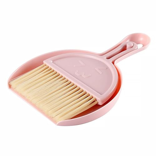 Ensemble Mini Pelle et Balayette, Mini Pelle à Poussière et Brosse, Petit Balai de Table avec Ensemble de Pelles Portable pour Bureau, Lit, Nettoyage de Rebord de Fenêtre (Rose)