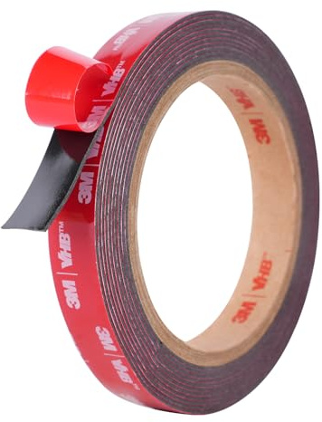 Czuibbou Ruban adhésif double face extra fort fabriqué à partir de matière première 5952 d'origine, 15 mm x 3 m, 1,1 mm d'épaisseur, imperméable et résistant aux hautes températures pour voiture