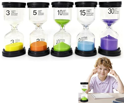 5 Pcs Relojes de Arena para Niños en Colores Macaron–Temporizadores de Cocina para 3/5/10/15/30 Minutos,Relojes de Arena Decorativos para el Hogar y la Oficina,Regalo Creativa y Educativa para Niños