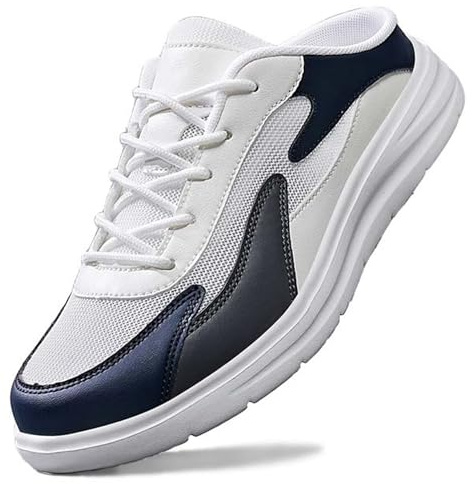 Scarpe da ginnastica senza schienale per uomo moda slip on pantofole casual traspirante leggero mesh EVA Walking tennis scarpe, Blu, 42 2/3 EU