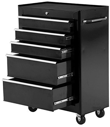 HOMCOM Carrello Porta Utensili Attrezzi Attrezzatura con Cassettiera Nero 61.5 x 33 x 82.5cm