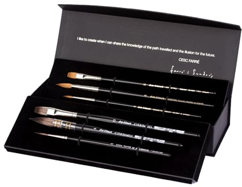 da Vinci, Signature, Aquarellpinselset CESC FARRÉ, 6-teilig | 6 ausgewählte MAESTRO- und CASANEO-Pinsel für Aquarellmalerei. Entstanden in Zusammenarbeit mit Cesc Farré.
