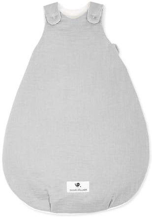 Julius Zöllner Babyschlafsack gefüttert Musselin 2,5 TOG Gr. 62/68 | 100% Baumwollmusselin | Oeko-TEX Standard 100 | grau