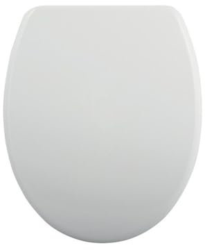 Spirella Asiento de Inodoro Ovalado, función de liberación rápida y Cierre Suave, Tapa de Inodoro antibacteriana de duroplast y Acero Inoxidable extraíble, Color Blanco