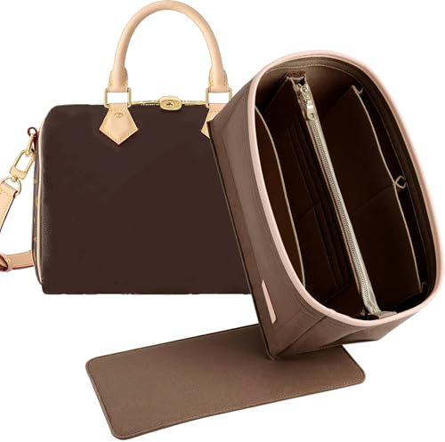Doxo Lot de 2 organiseurs de sac à main et de base en feutre pour LV Speedy 25 et Neverfull PM (M-Marron)