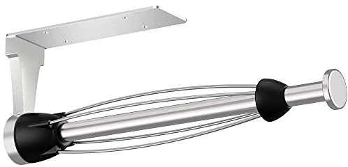 VEHHE Küchenrollenhalter Edelstahl, Silber Einhand Bedienbarer Küchenrollenhalter Ohne Bohren mit Dämpfungseffekt, Selbstklebend oder Gebohrt für Küche, Bad