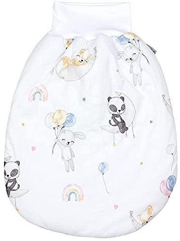 TupTam Baby Strampelsack Schlafsack mit breitem Bund Winterschlafsack für Mädchen Jungen Babyschlafsack, Farbe: Tiere/Luftballons/Mond, Größe: 0-6 Monate
