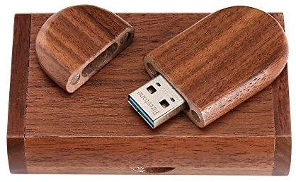 Novelty Wood USB 3.0 Flash Drive 64GB Data Storage Memory Stick USB Stick Pendrive with Wooden Box (Brown)