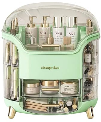 Organizador Maquillaje con Cajones Múltiples Funciones Caja Maquillaje Beauty Organizer de Plástico Makeup Skincare Expositor Impermeable y a Prueba de Polvo Soporte Almacenamiento Cosmeticos