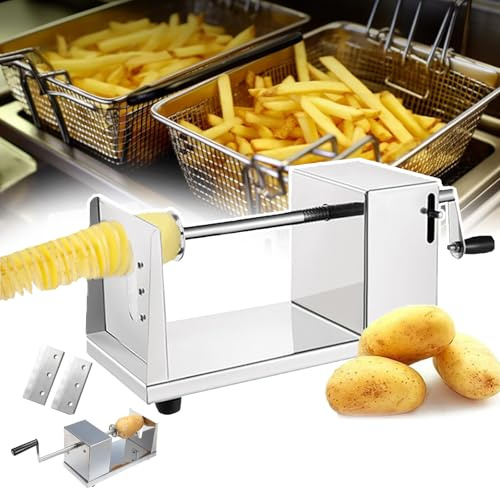 PPLDABNK Tagliapatate A Spirale in Acciaio Inossidabile, Twister per Patate, Impugnatura Antiscivolo + Pulizia Senza Sforzo, Non Facile Rompere, con Piedini Antiscivolo, per Frutta, Patat,A