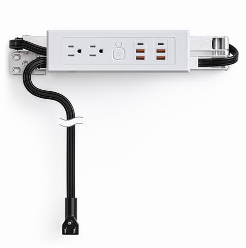 Drawer Outlet Kit PD30W USB-C Fast Charging Station USB Power Cabinet Plug Charging Strip Recessed Vanity Table Box Desk Nightstand Mount Organizer, 14 AWG Power Cable for Kitchen Bedroom-White