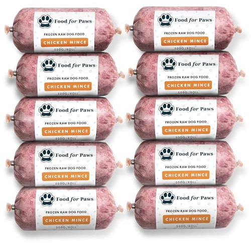 Food For Paws – Frozen Chicken Mince Raw Dog Food – 100% Natural High-Protein, Grain-Free Diet for Dogs – 14KG Box (28 × 500g) – Wet Raw Food for Dogs & Puppies – Perfect Dog Meal