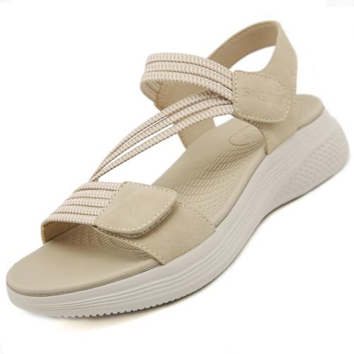 Ulicox Sandali Ortopedici Donna Estive Sportivi Eleganti Comodi Sandals Antiscivolo Traspiranti Scarpe da Spiaggia Moda Punta Aperta Sandalo Beige 40