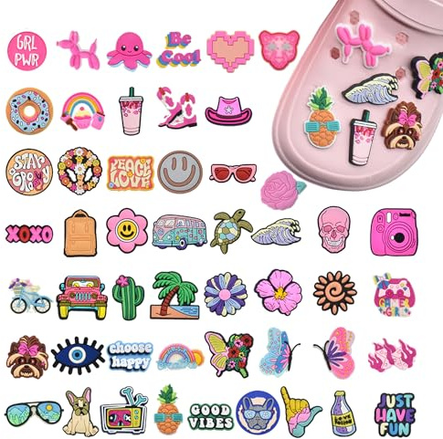 JAADU 50 delar Skoberlocker, Cartoon Crocs Berlocker, Croc Pins Skoberlocker, Födelsedagspresent, Sko charm,