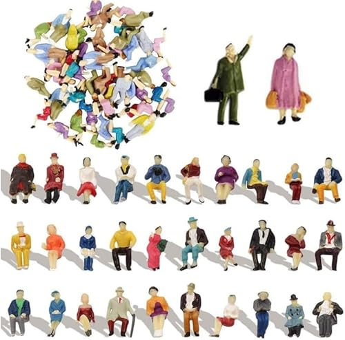 60 Piccole Persone Figure Colorate Figurine de Miniature Figure in Diverse Pose Modello Figurine di Modellini di Treni Proporzione 1:87 Modello di Persone Mini in Plastico, per Scene in Miniatura