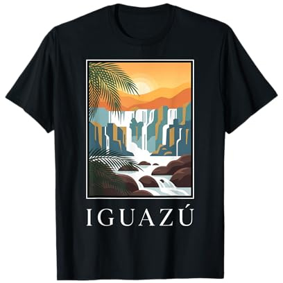 Cascate dell'Iguazu Argentina Brasile Vintage Retro Travel Design Maglietta