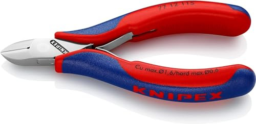 KNIPEX Elektronik-Seitenschneider, 77 12 115 | Mit durchgestecktem Gelenk mit Mehrkomponenten-Hüllen 115 mm