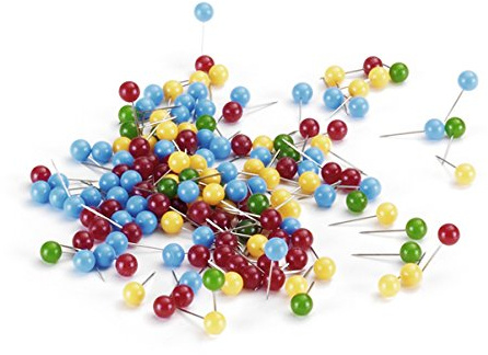 Legamaster 7-241099 Moderationsnadeln, 200 Stück, Rundkopf, farbig sortiert, 15 x 6 mm